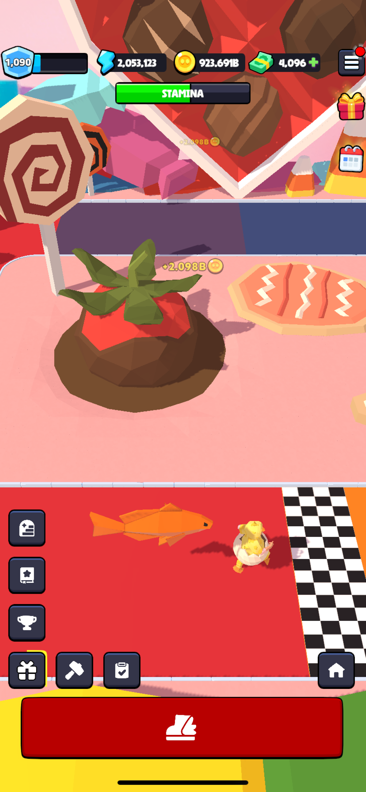 RunRivals gameplay on the colorful candy-themed track